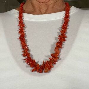 Vintage Red Coral Branch Beaded Necklace